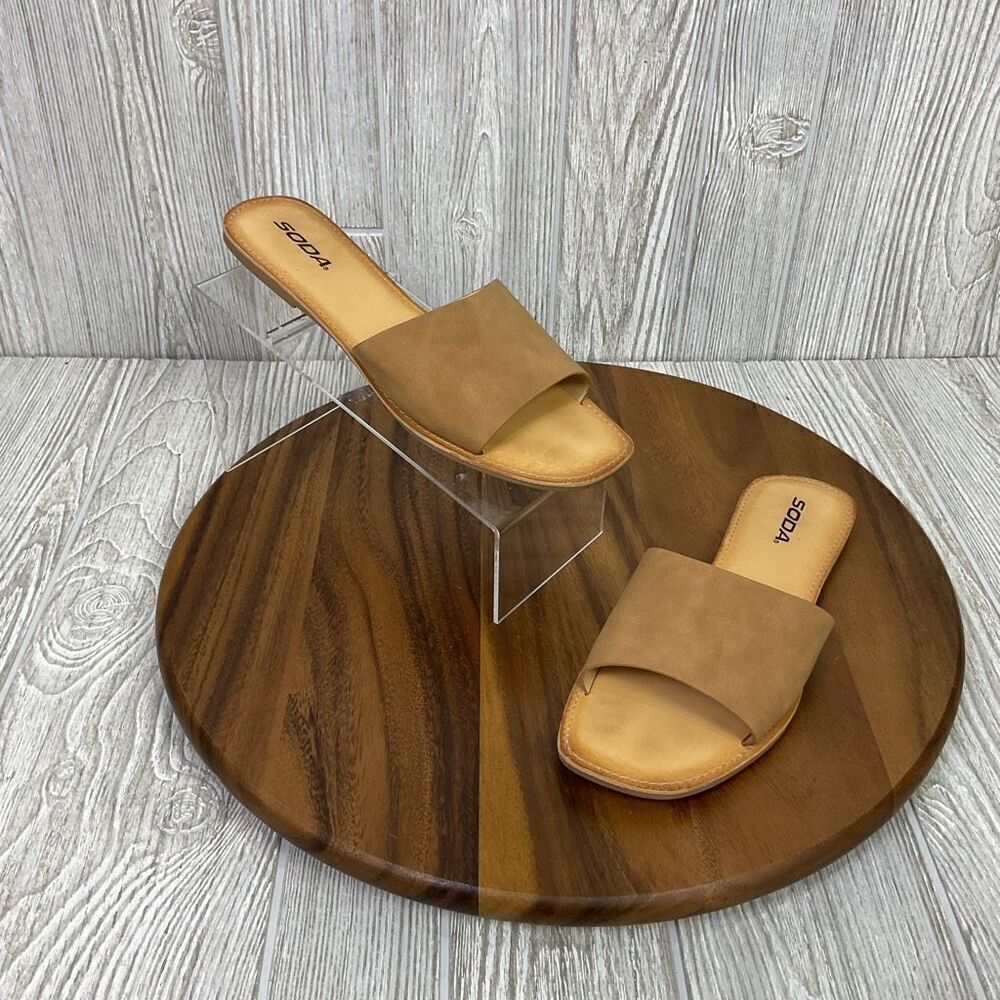 Soda Women's Size 11 Brown Suede Air Way Slip On Sandals Slides